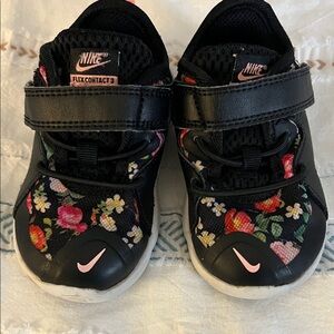 Nike Kids Flex Contact 3 Black with Floral Pattern Sneakers